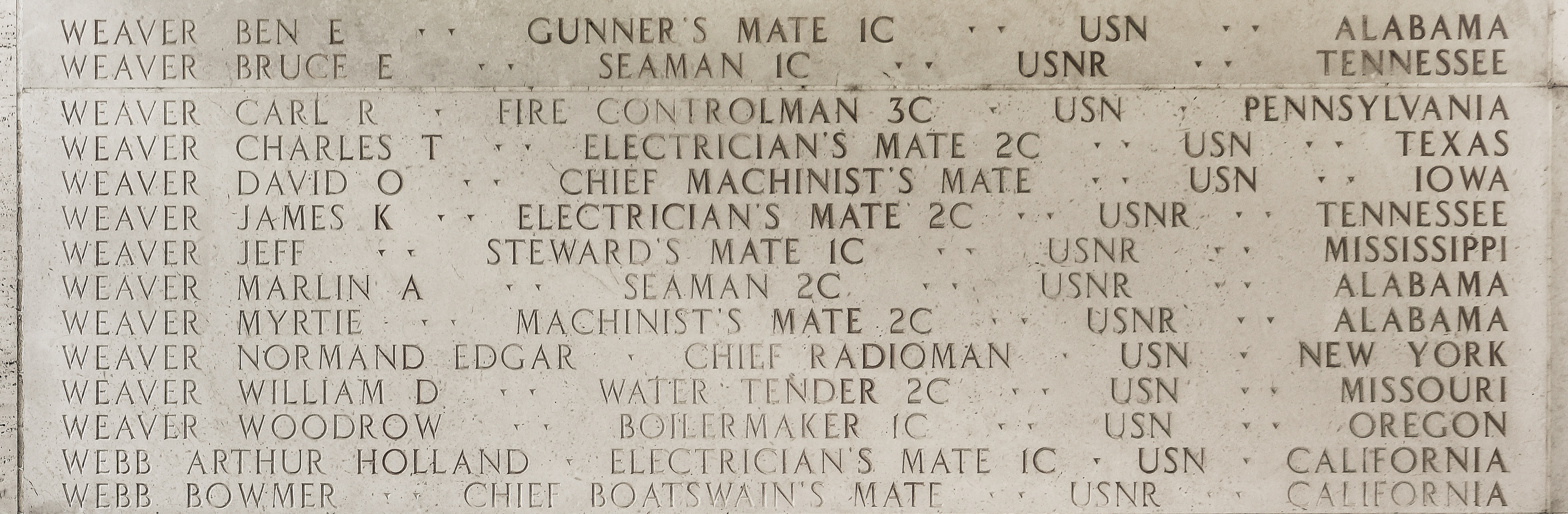 David O. Weaver, Chief Machinist's Mate